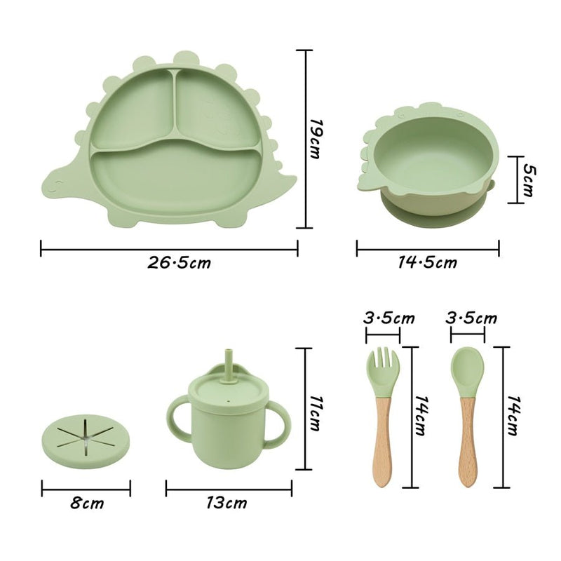Kit alimentação infantil para bebê dinossauro 4 peças - PontoBaby