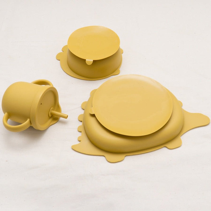 Kit alimentação infantil para bebê dinossauro 4 peças - PontoBaby