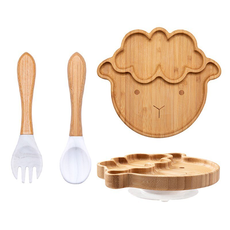 Kit alimentação para bebê de bambu carneirinho 3 pçs - PontoBaby