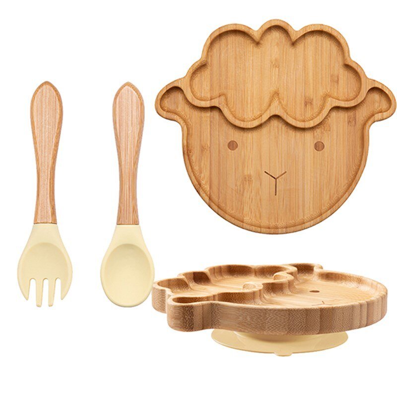 Kit alimentação para bebê de bambu carneirinho 3 pçs - PontoBaby