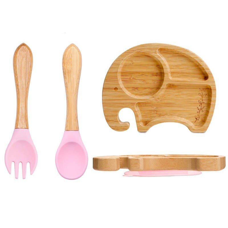 Kit alimentação para bebê de bambu elefante 3 pçs - PontoBaby