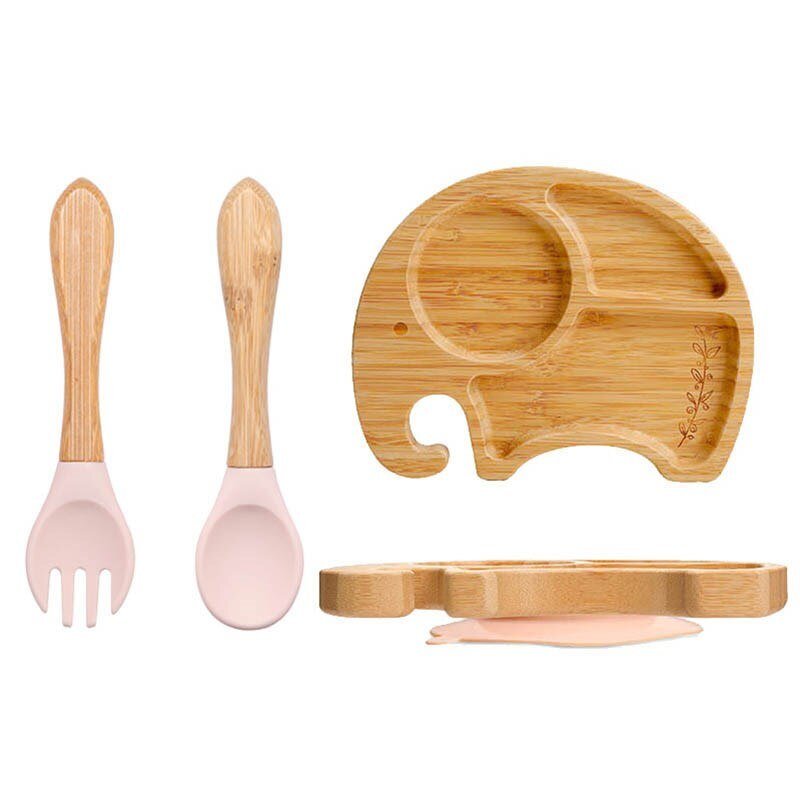 Kit alimentação para bebê de bambu elefante 3 pçs - PontoBaby