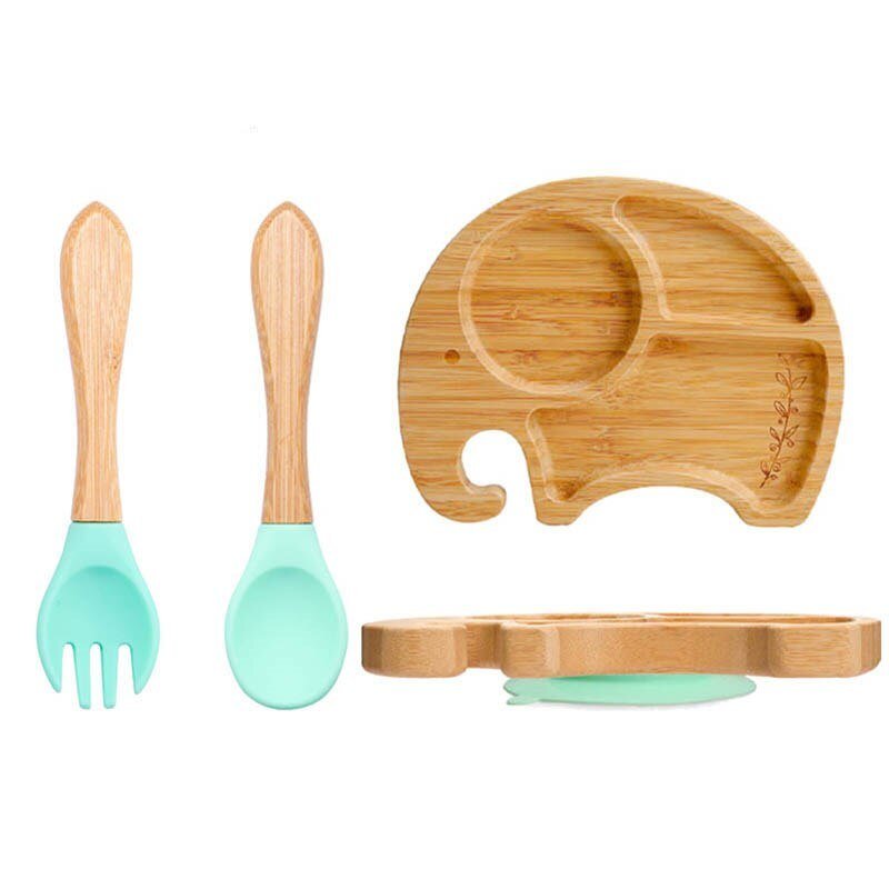 Kit alimentação para bebê de bambu elefante 3 pçs - PontoBaby