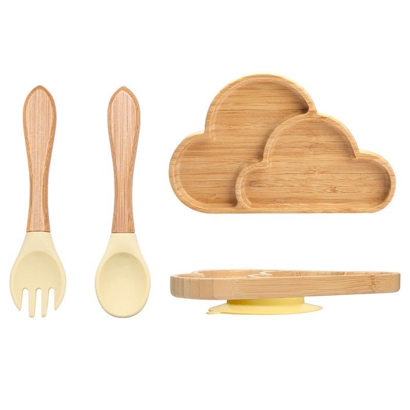 Kit alimentação para bebê de bambu nuvem 3 pçs - PontoBaby