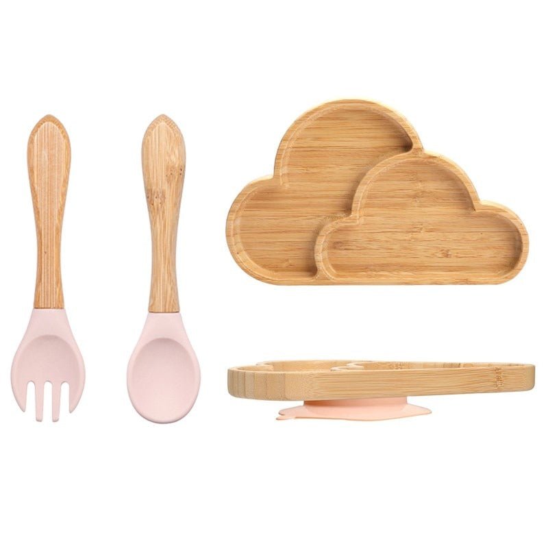 Kit alimentação para bebê de bambu nuvem 3 pçs - PontoBaby