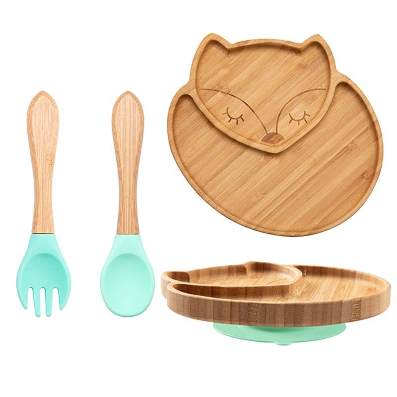 Kit alimentação para bebê de bambu raposinha 3 pçs - PontoBaby