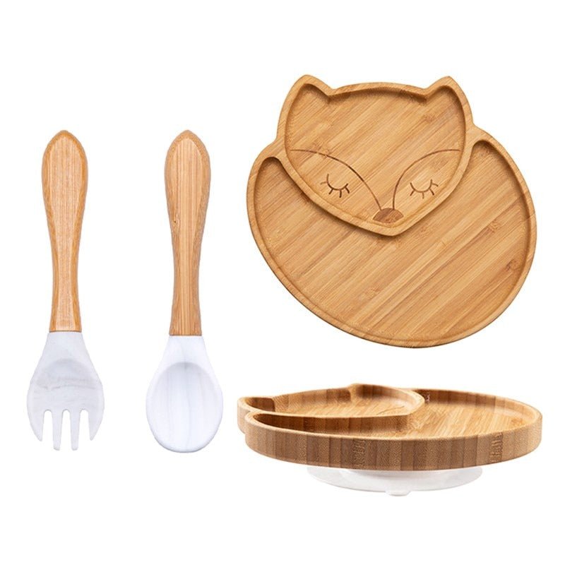 Kit alimentação para bebê de bambu raposinha 3 pçs - PontoBaby