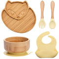 Kit alimentação para bebê de bambu raposinha 5 pçs - PontoBaby