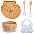 Kit alimentação para bebê de bambu raposinha 5 pçs - PontoBaby
