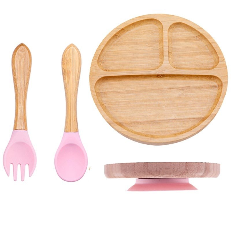 Kit alimentação para bebê de bambu redondo 3 pçs - PontoBaby