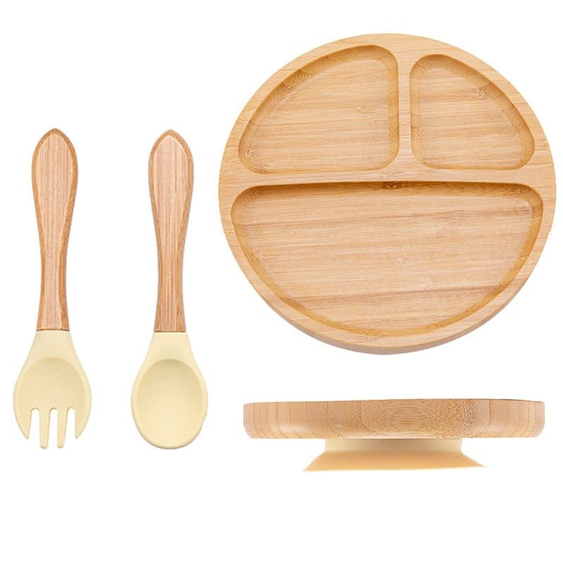 Kit alimentação para bebê de bambu redondo 3 pçs - PontoBaby