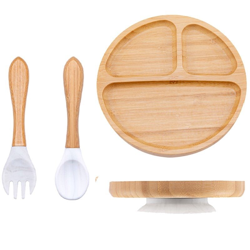 Kit alimentação para bebê de bambu redondo 3 pçs - PontoBaby