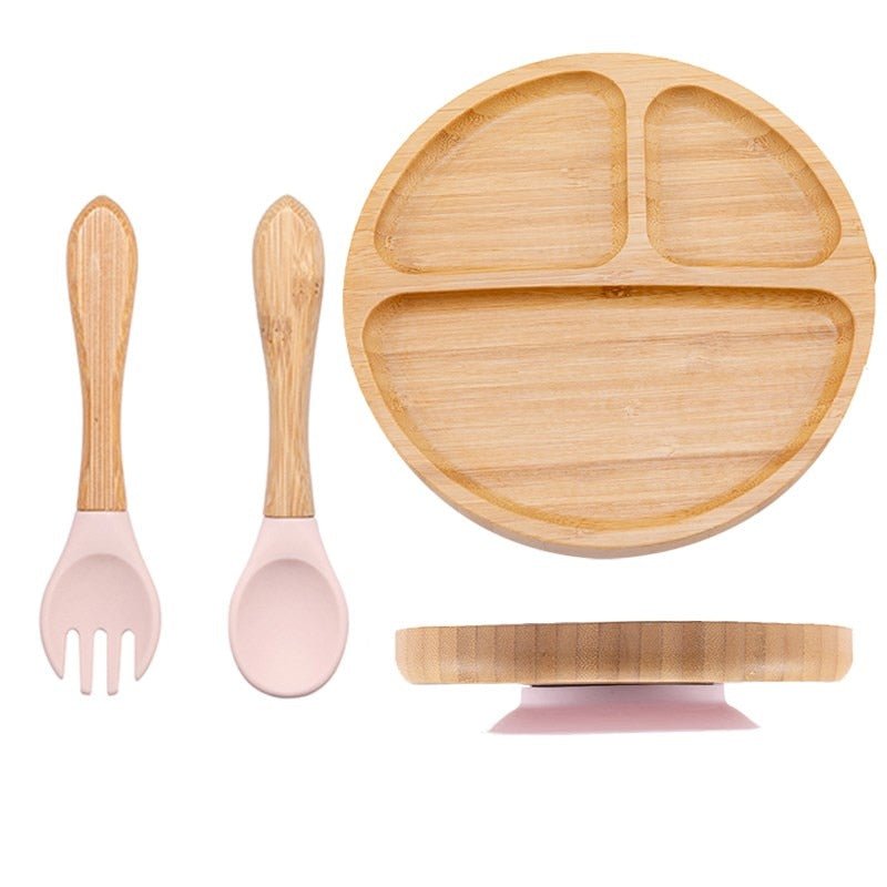 Kit alimentação para bebê de bambu redondo 3 pçs - PontoBaby