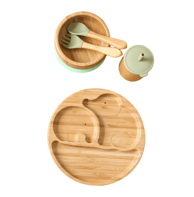 Kit alimentação ursinho para bebê de bambu e silicone 4 PÇS - PontoBaby
