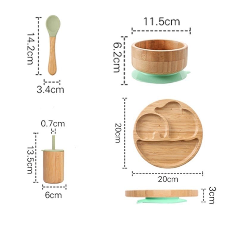 Kit alimentação ursinho para bebê de bambu e silicone 4 PÇS - PontoBaby