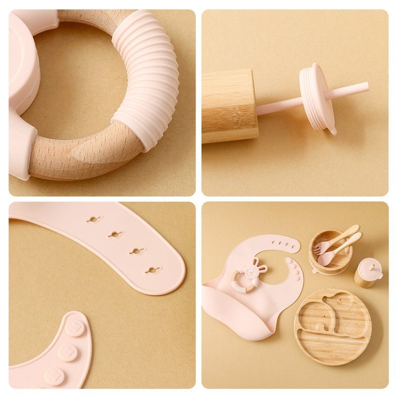 Kit alimentação ursinho para bebê de bambu e silicone 4 PÇS - PontoBaby