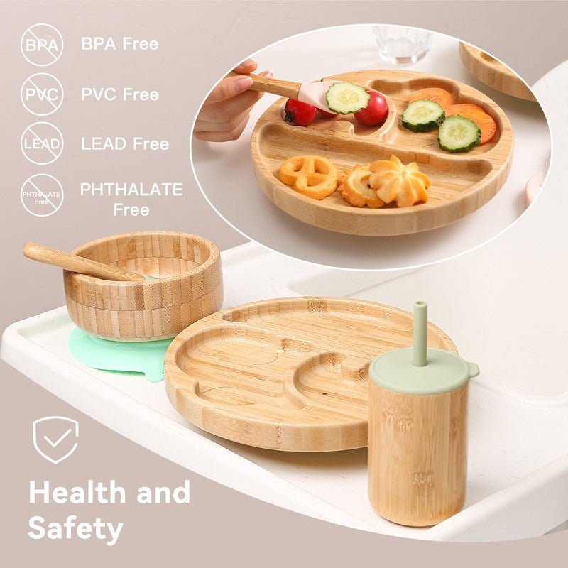 Kit alimentação ursinho para bebê de bambu e silicone 4 PÇS - PontoBaby