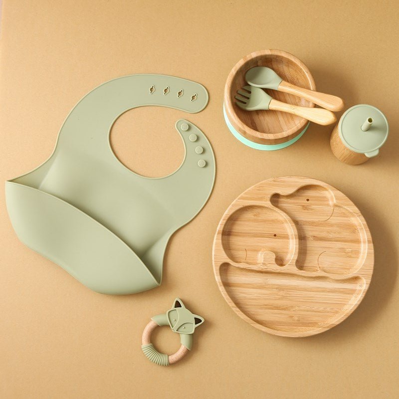 Kit alimentação ursinho para bebê de bambu e silicone 4 PÇS - PontoBaby