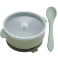Tigela de silicone com tampa, e colher. - PontoBaby