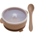 Tigela de silicone com tampa, e colher. - PontoBaby