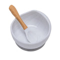 Tigela e colher raspa colher para bebê de silicone - PontoBaby