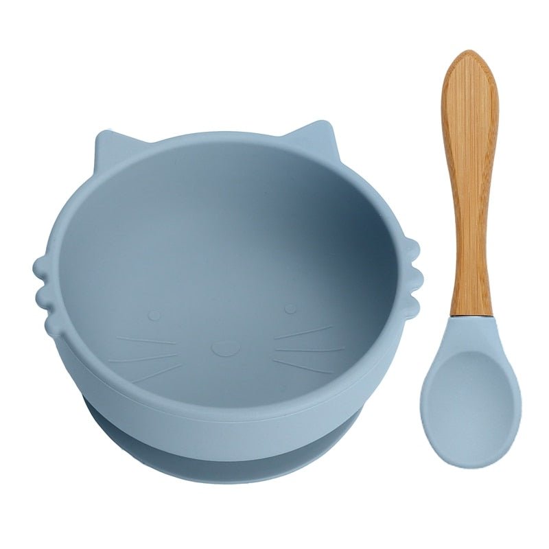 Tigela gatinho de silicone com colher - PontoBaby